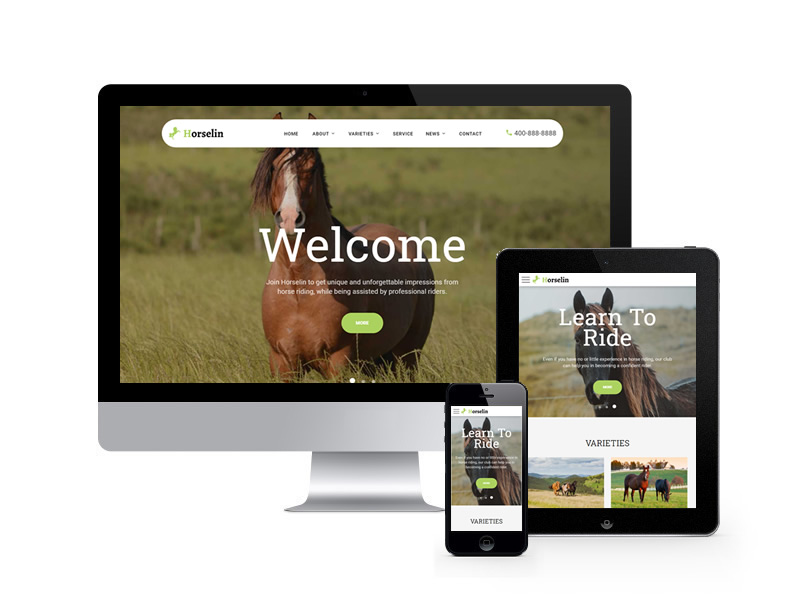 (自适应手机端)养马场畜牧业英文网站pbootcms模板 马匹饲养养殖场网站模板下载”