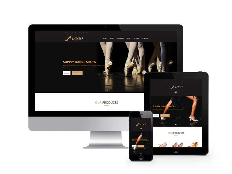 (自适应手机端)英文外贸芭蕾舞鞋网站pbootcms模板 拉丁舞鞋鞋类网站源码下载”